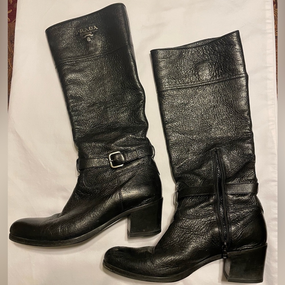Prada tall black boots size 38